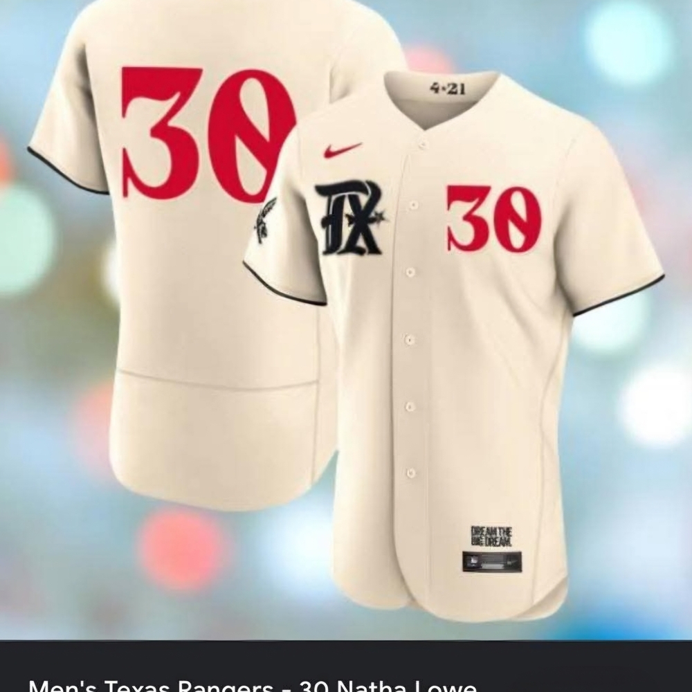 Texas Rangers Cream and Red Jersey